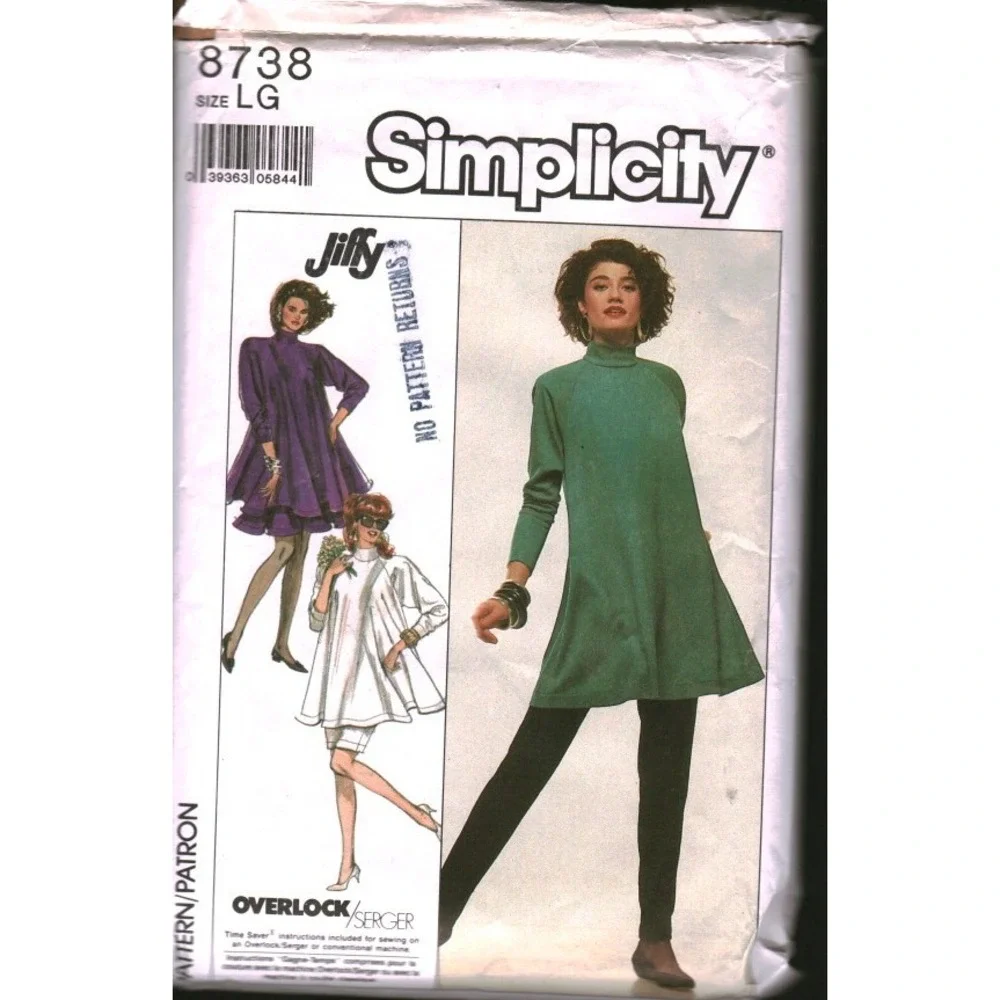 Simplicity 8738 Jiffy Sewing Pattern Misses Flared Tunic Pants Skirts LG 18-20
